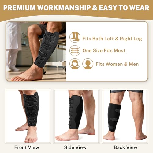 Calf Brace w/ 20-30mmHg Calf Compression Sleeve, Shin Splint Relief Black
