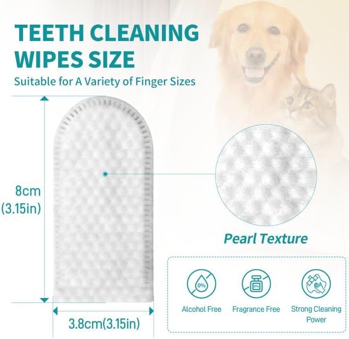Natural Pet Dental Finger Wipes,2026 Pet Teeth Cleaning Finger Wipes for Dogs Cats,No Brushing Pets Oral Care Wipe for Fresh Breath (2 Box)