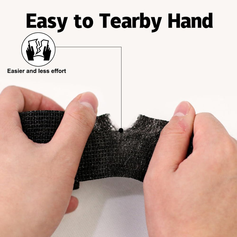 12 rolls of black self-adhesive bandage, 2.5cm x 4.5m/5.0cm x 4.5m/7.5cm x 4.5m/10cm x 4.5m adhesive bandage, bandages for pets, dog bandages for first aid for sports injuries - BeesActive Australia