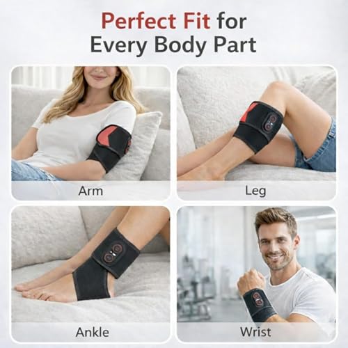2026 Upgraded 3000mAh Rechargeable Heated Brace with Vibration & Adjustable Heat, Wrist Pain Relief for Home or WorkCordless Wrist Massager for Carpal Tunnel