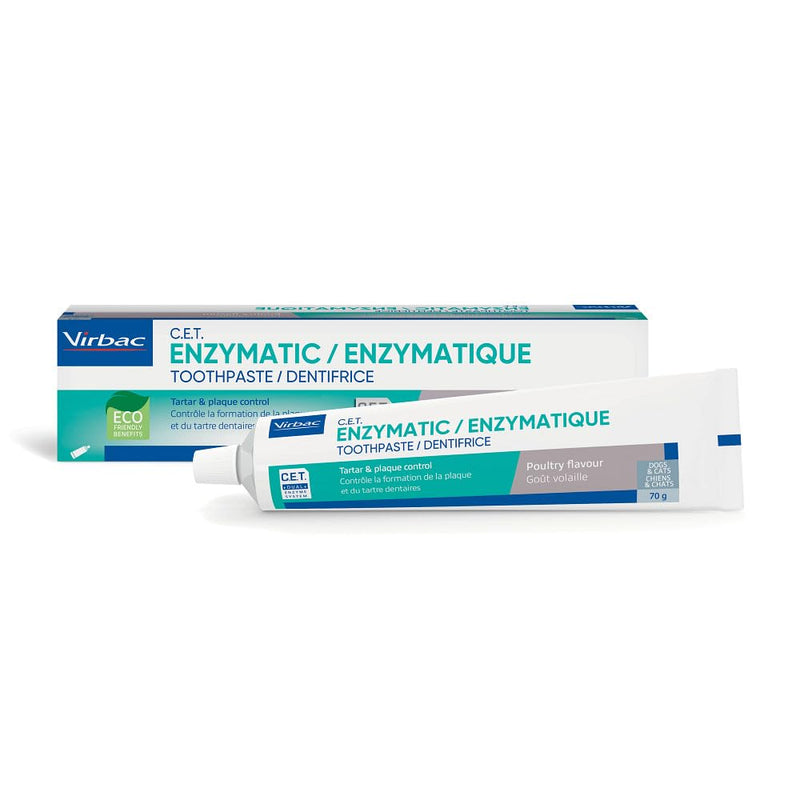Virbac Enzymatic Toothpaste for Dogs & Cats - Cat & Dog Toothpaste for Plaque & Tartar Removal and Pet Breath Freshener - 70g Poultry 70 g (Pack of 1)