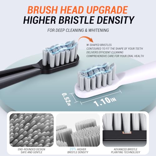 6 Pack Sonic Electric Toothbrushes for Adults Family Set with 24 Replacement Heads 5 Cleaning Modes Rechargeable Employee Appreciation Gifts Bulk 1 Count (Pack of 6)