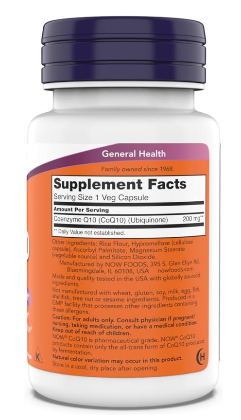 Now Supplements - CoQ10 (Coenzyme Q10) 200 mg, Supports Cardiovascular Health*, Kosher, Vegan 90 Vegetarian Capsules 90 Count (Pack of 1)