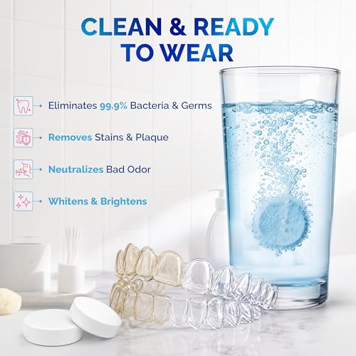 120 units Retainer Cleaner and Denture Cleaning Tablets - Mouthguard cleaner and Denture cleaner tablets Remove Plaque, Odors and Stains from Aligners, Night guard and Removable Dental Appliances 120 Count (Pack of 1)