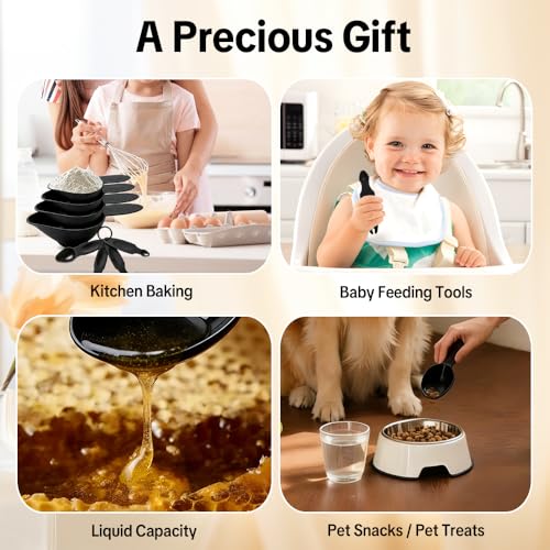 8-Piece Braille Measuring Set with Raised Braille Markings for Blind Black-8 Pieces