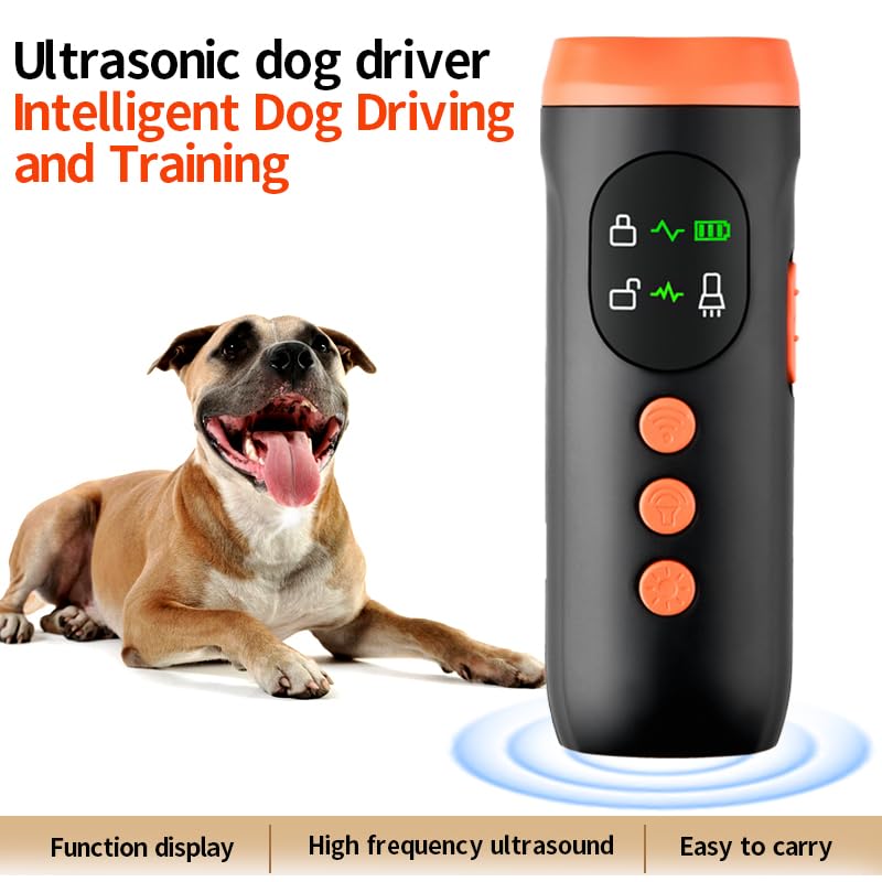 Dog Bark Deterrent Device | 33ft Range Anti-Bark & Anti-Bite Device | Triple Ultrasound + Dual-Mode Light | Safety Lock + Portable Charging | Outdoor Dog Training & Protection