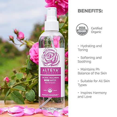 Alteya Organics Rose Water USDA Certified Organic Facial Toner, 8.5 Fl Oz Sprayer 8.5 Fl Oz (Pack of 1)