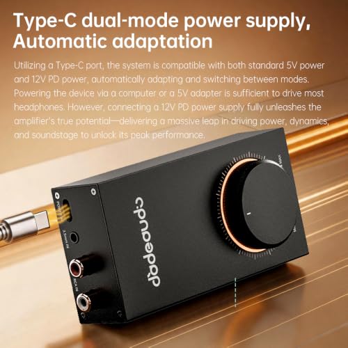FiiO JadeAudio GIGAS 1 Desktop Headphone Amplifier, 4600mW High-Power Balanced Output, Class AB Discrete Circuit, 4.4mm & 3.5mm Amp for Planar & High-Impedance Headphones (Black) Black