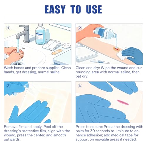 Hydrocolloid Bandages 4"x4",10 Packs, Waterproof Self‑Adhesive Pad 4IN * 4IN-10 PCS