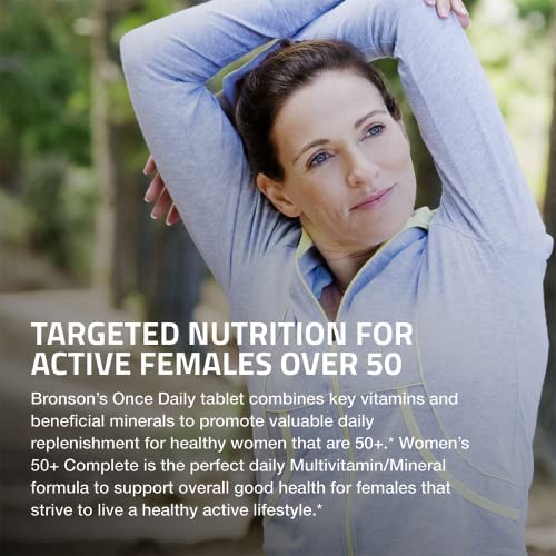 Bronson ONE Daily Women 50+ Complete Multivitamin Multimineral, 90 Tablets | Once-Daily, Targeted Nutrition For Active Women Over 50, Non-GMO, Gluten-Free, Soy-Free 90 Count (Pack of 1)