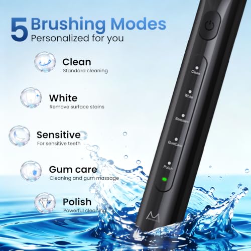 Electric Toothbrush for Adults, 180-Day Battery, Black