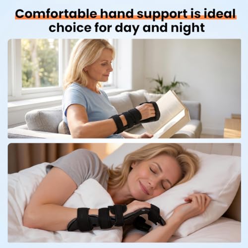 Stroke Resting Hand Splint with Finger Support - Night Immobilizer & Wrist Brace for Flexion Contractures, Carpal Tunnel, Arthritis, Stroke Recovery Pain Relief (Medium, Left Hand) Medium