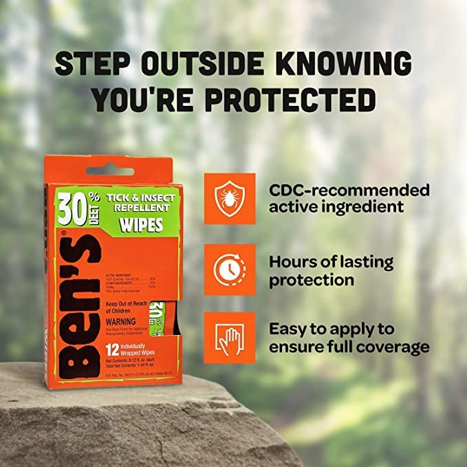 Ben's 30 Deet Mosquito Tick Insect & Bug Repellent Field Wipes - 24 Pack