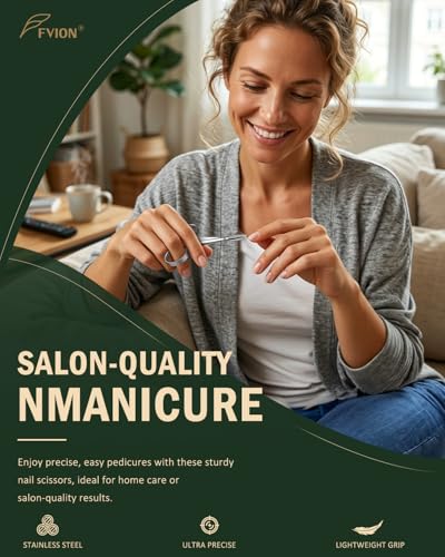 FVION Thick Toe Nail Scissors for Seniors – Precision Nail Scissor for Thick & Ingrown Nails, Stainless Steel Toenail and Fingernail Scissors with Ergonomic Handle (Silver) Silver