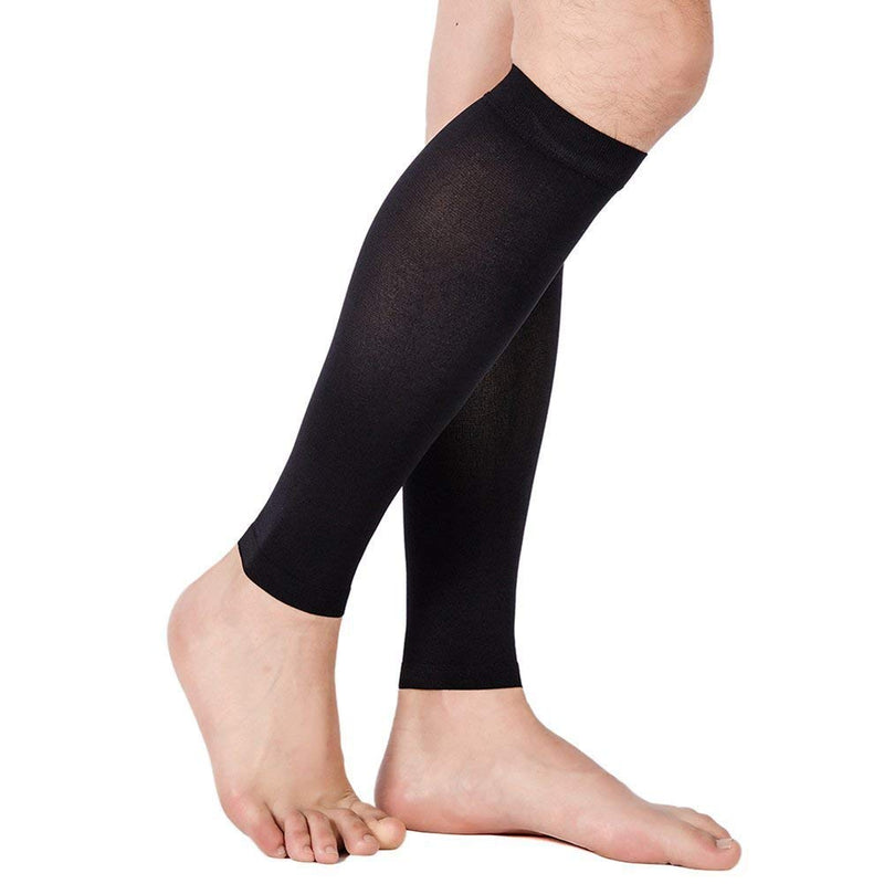 TOFLY® Calf Compression Sleeve for Men & Women, 1 Pair, Footless Compression Socks 20-30mmHg for Leg Support, Shin Splint, Pain Relief, Swelling, Varicose Veins, Maternity, Nursing, Travel, Black L Large (1 Pair) - BeesActive Australia