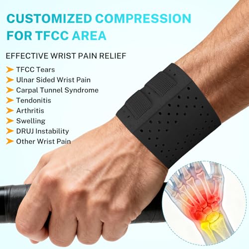 TFCC Wrist Brace for Carpal Tunnel, Ultra-Thin Ulnar Wrist Brace Black