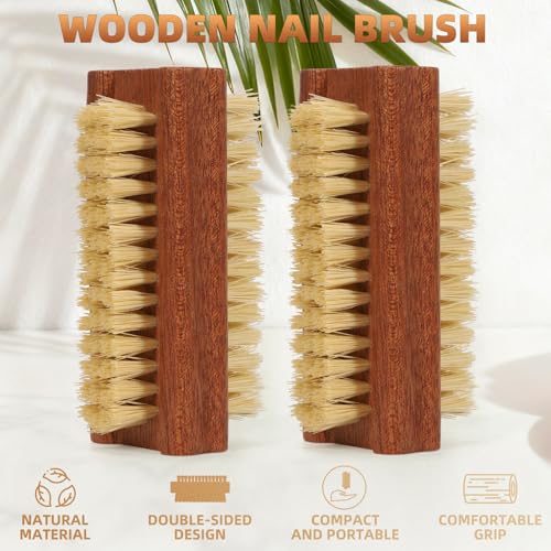 DEBETOOL Nail Brush for Cleaning Fingernails, Wood handle and Sisal Bristle