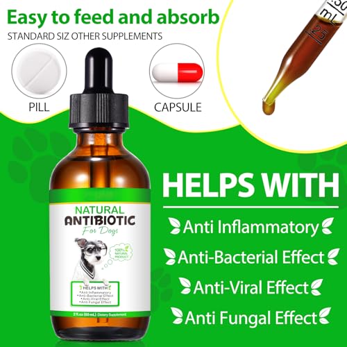 2 Pack Antibiotics for Dogs, Natural Antibiotics for Dogs, Dog Multivitamin for Pets, Dog Supplies Antibiotics, Do-g Allergy and Itch Relief 2.02 Fl Oz (Pack of 2)