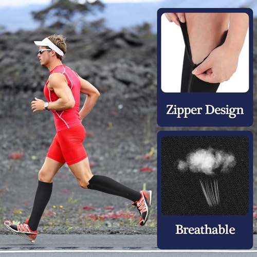 Tarpop 4 Pairs Men Zipper Compression Socks 20-30mmhg Small Classic Color