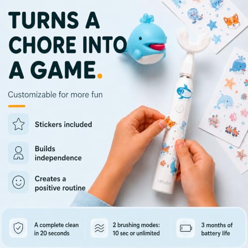 Y-Brush CES Award U-Shaped Kids Electric Toothbrush KidsBrush, Ages 4-12 News for children