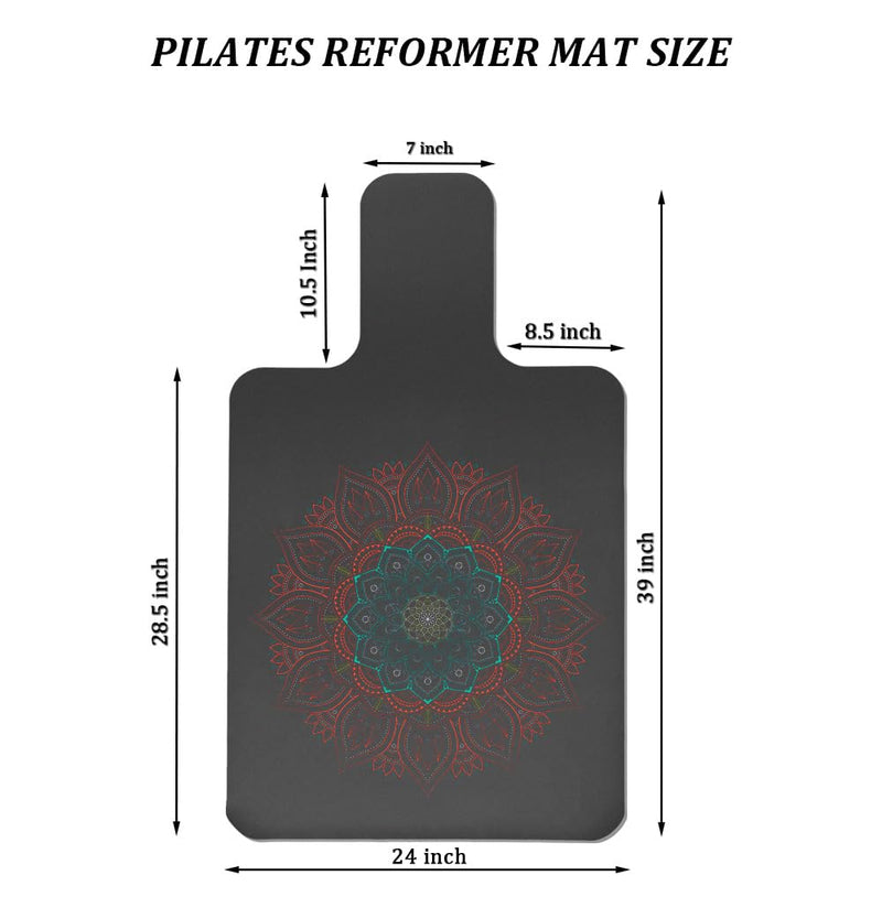 Non-Slip Pilates Reformer Mat Cover for Pilates Reformer Machine Equiment Extra Thick 1.5mm, 39 * 24inch,Mandala Flower Pantern Red