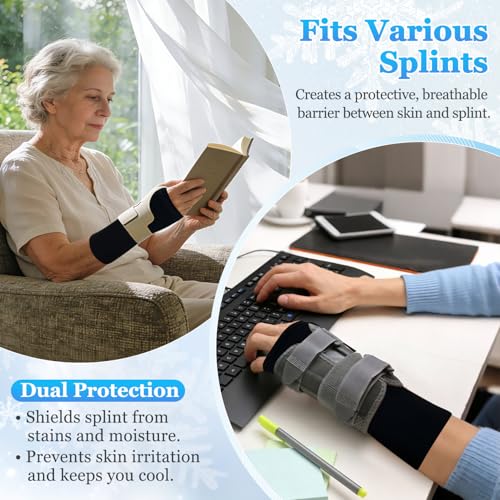 Hand Socks for Splint Under Brace, Wrist Brace Liner, Arm Sleeves Under Cast Wrap for Women & Men,Skin Friendly Protective Cover —— Easy to Wipe, Cool Double-Layer Fabric｜1 Pc (Medium) Medium