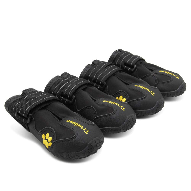 Truelove Dog Boots,Waterproof Dog Booties for Outdoor,Dog Shoes with Reflective Straps for Small Medium Large Dog 6#(Pack of 4) Black - BeesActive Australia