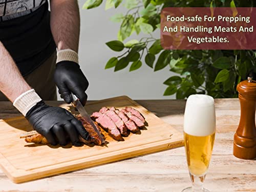 Nechtik BBQ Gloves 4 Cotton Glove Liners and 100 Disposable Gloves Washable Cotton Liners Powder Latex Free Nitrile Gloves Large