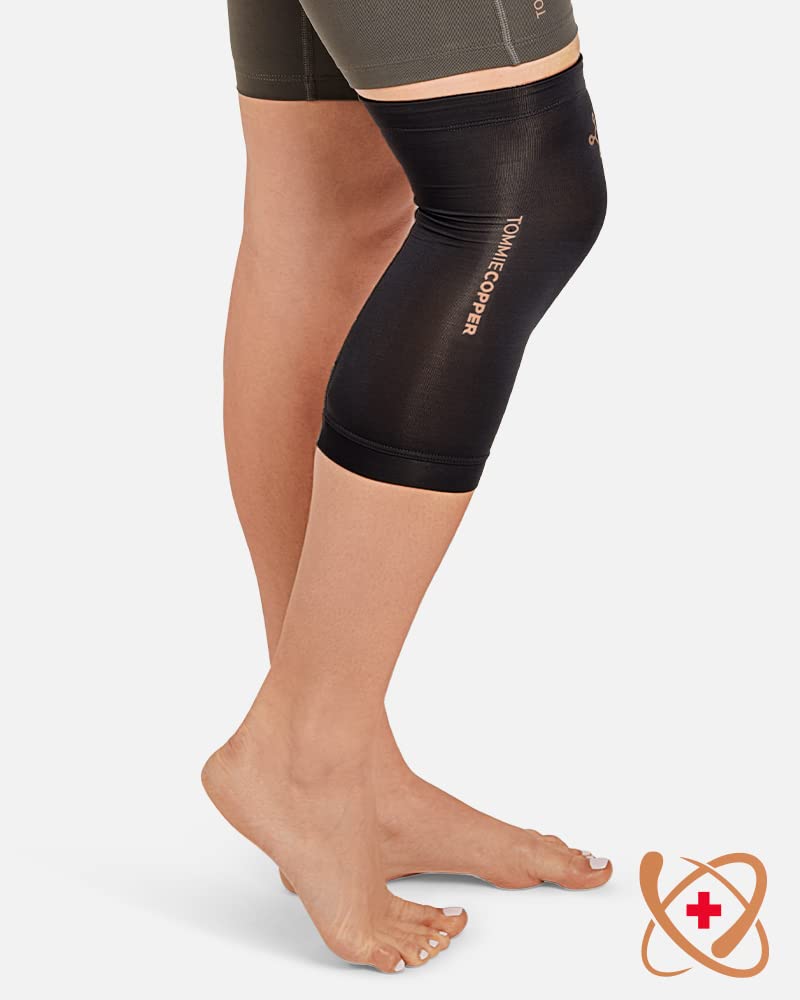 Tommie Copper Core Compression Infrared Knee Sleeve, Unisex, Men & Women, 4D Stretch Infrared Infused, Self-Warming Sleeve for Muscle Support & Stability - Black - Large - BeesActive Australia