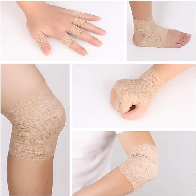 Pawprints Pet Wrap, Self-Adhesive, Only Sticks to Itself, Non-Woven Tape for Dog Legs, Paws, Wounds, First Aid Cohesive Gauze for Horse, Cat, Bird, Animal, 8 Rolls, 2 Inch - BeesActive Australia
