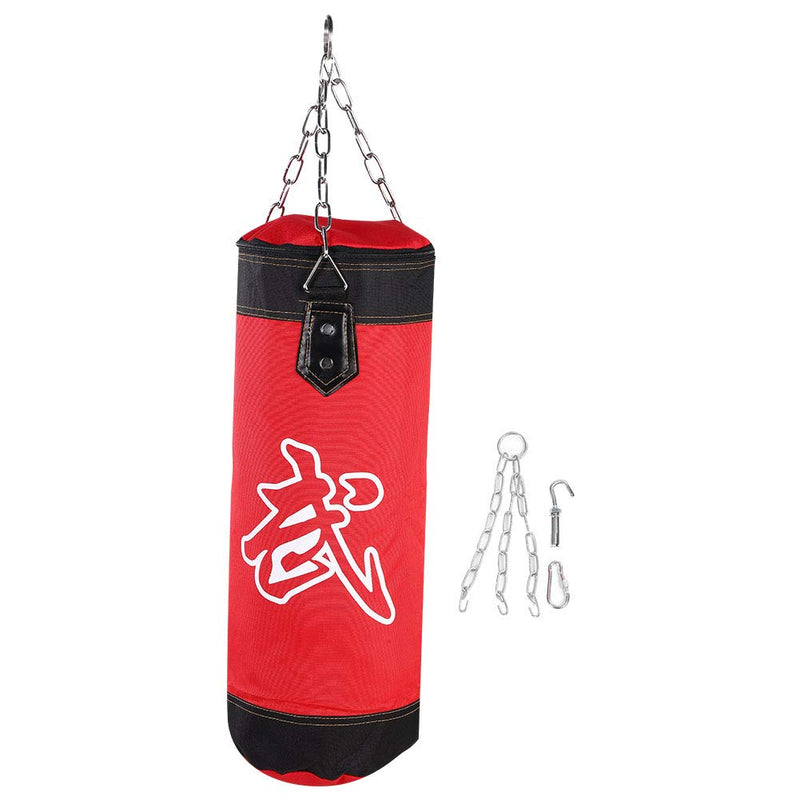 Sorandy Empty Training Boxing Sandbag, Oxford Cloth Material, Shock Absorbing Punching Bag, Kickboxing Sand Bag with Metal Chain, for Hand and Foot Development (Red), 60CM