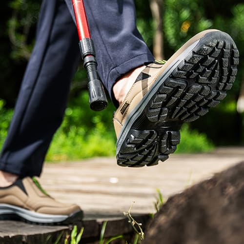 Men's Orthopedic Walking Loafers Comfortable Slip On Low-top Safety Hiking Sneakers Breathable Casual Waterproof Non-Slip Boat Shoes Brown 13