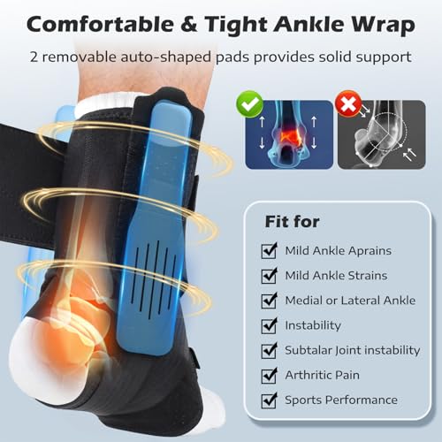 Ankle Brace for Sprained Ankle, 2 Removable Splints, Figure 8 Strap Small（Shoe Size-Women 5-9 Men 6-7）