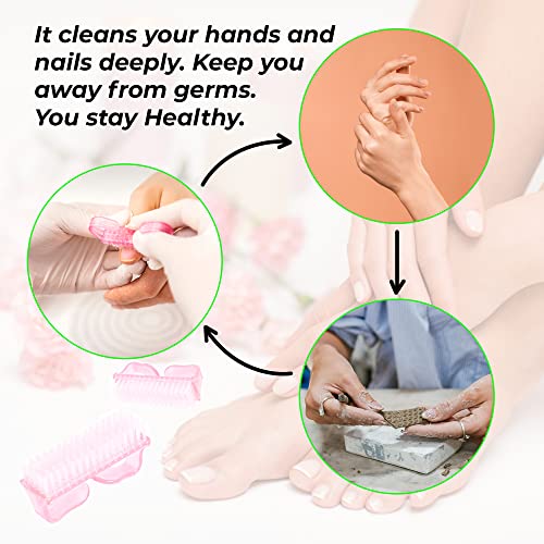 4 Pcs Nail Brush for daily Use - 4 Different Kinds of Fingernail brush with Plastic Handle Nail brush for cleaning Fingernails - Easy to use Nail Scrub brush - Nail Cleaner Nail brushes for Hands Feet Assorted 4pcs