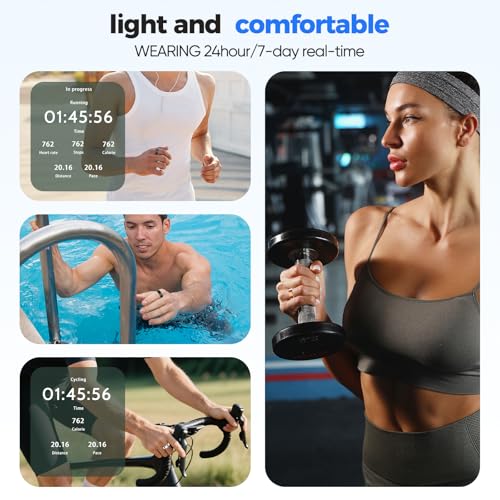 New Smart Ring Health Tracker for Women & Men, Sleep Exercise Health Monitoring, Daily Tracking, iOS/Android Compatible, IP68 Waterproof, No Subscription Required, 5‑Day Battery Life (Silver, 8) silver