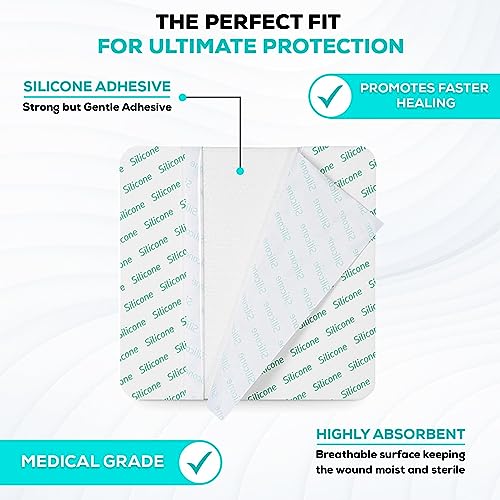 MedVance Silicone Adhesive Foam Dressing Without Border, 8"x8", Box of 5 8"x8"