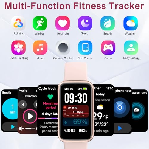 Fitness Tracker,Smart Watch with 24/7 Heart Rate Blood Oxygen Sleep Monitor,1.47" HD Touchsreen with Step & Calorie Counter 100+ Sport Modes Health Activity Trackers for Men and Women (Pink) Pink