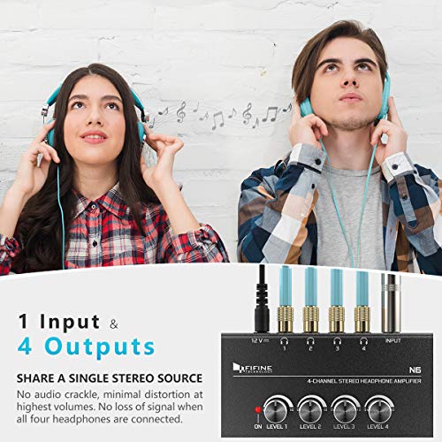 FIFINE N6 4 Channels Metal Stereo Headphone Amplifier for Audio Mixer