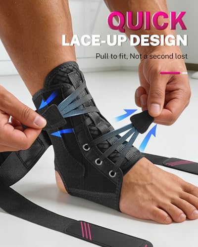 Quick Lace Ankle Brace 2-Pack Bundle: Stabilizing Splint + Flexible Support for Men Women M