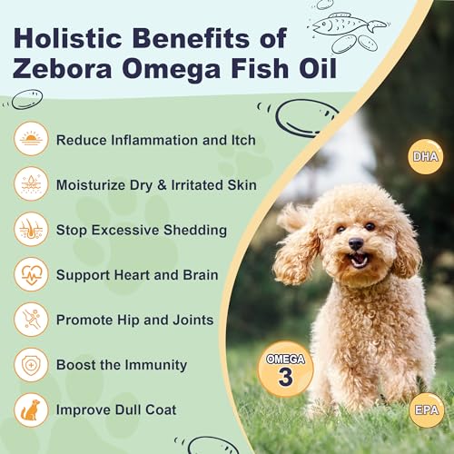 ZEBORA Omega 3 Fish Oil Powder for Dogs & Dog Allergy Relief Powder
