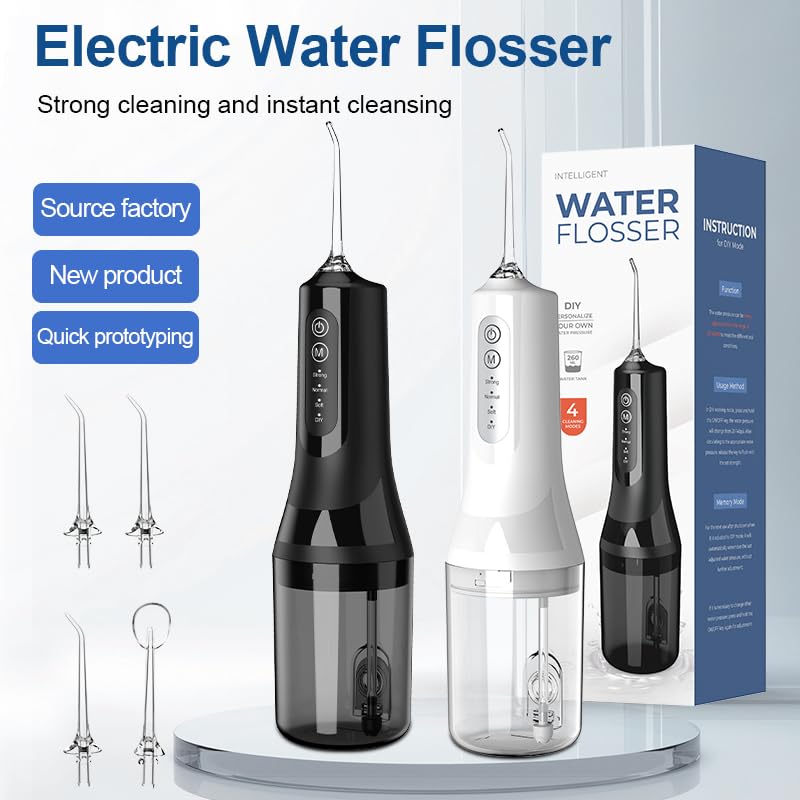 Water Flosser Cordless with 260ML Removable Tank, 4 Cleaning Modes, Oral Irrigator for Braces and Sensitive Gums(White) White