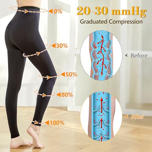 Medical Graduated Compression Tights, 20-30 mmHg Support Pantyhose 3X-Large Black