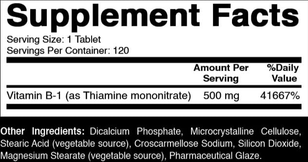 Oxify Vitamin B1 (Thiamine) 500 mg | 120 Tablets | Gluten-Free, Non-GMO | Supplement Made in USA