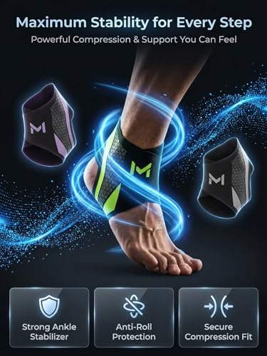 2-Pack Ankle Braces for Men Women Adjustable Sprained Ankle Stabilizer Support Brace Foot Drop Achilles Tendonitis Basketball Copper Compression Breathable Protection Plantar(2PACK Green) 2PACK Green