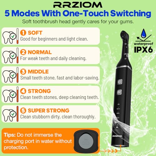 Tooth Polisher, RRZIOM Teeth Cleaning Kit with 5 Heads, 5 Modes, 4 Pastes Black-1