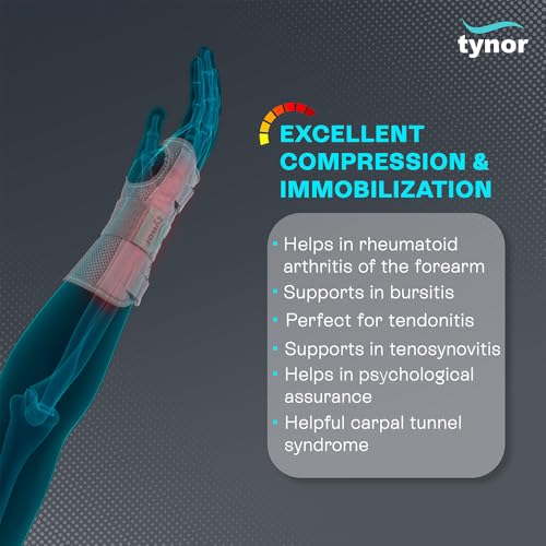 TYNOR Wrist Sprint for Carpal Tunnel Adjustable Hand Wrist Support with Splints for Men Women Night Wrist Sleep Support GuardArm Compression Splint Brace for Left Right Hand,Arthritis,Sprain-XL,1 Unit XL