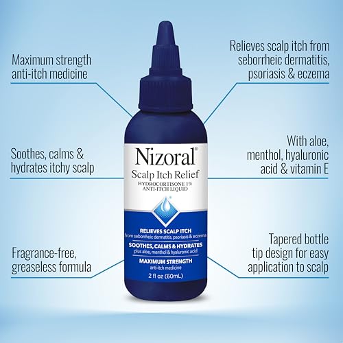 Nizoral Scalp Itch Relief Liquid—Relieves Scalp Itch and Soothes, Calms and Hydrates with Maximum Strength Anti-Itch Medicine (Hydrocortisone 1%), 2 Fl Oz (Pack of 2) 2 Fl Oz (Pack of 2)