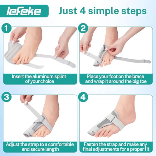 lefeke Bunion Corrector for Women & Men, Big Toe Straightener with Hallux Valgus Pain Relief, Adjustable Orthopedic Bunions Splint for Day/Night Support (Grey-Left) Left