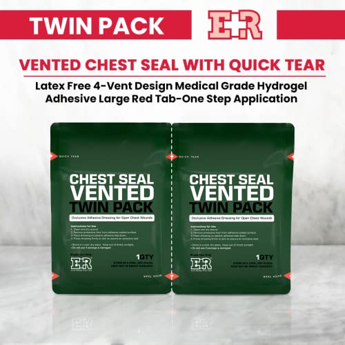 Ever Ready First Aid Vented Chest Seal with Quick Tear Twin Pack- 6.6” Square Occlusive Adhesive Dressing for Open Chest Wounds (Pack of 3) 3-Pack (2 Count)