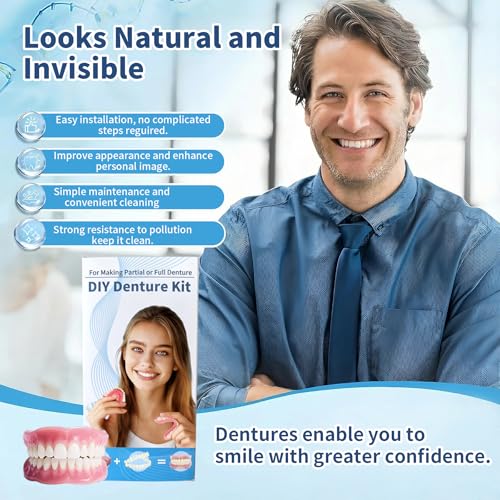 Denture Kit DIY Teeth Temporary Veneers Kit for Women and Men, Tooth Replacement Kit, Crafting Partial or Full Denture,Nature and Comfortable